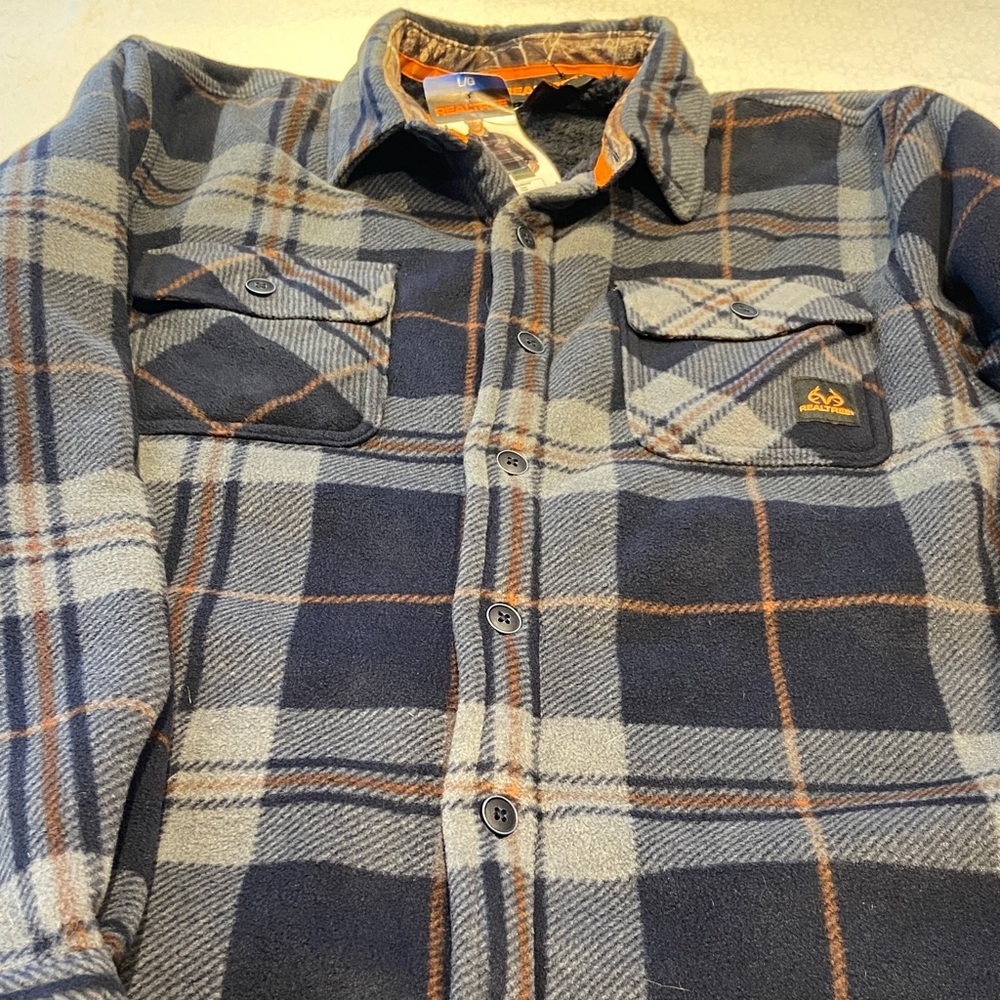 Realtree Blue and Gray Plaid Casual Button Down Shirt - Picture 2 of 13